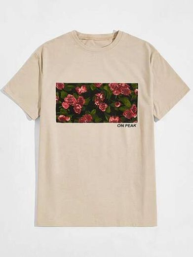 Camiseta con patron floral de "ROMWE"