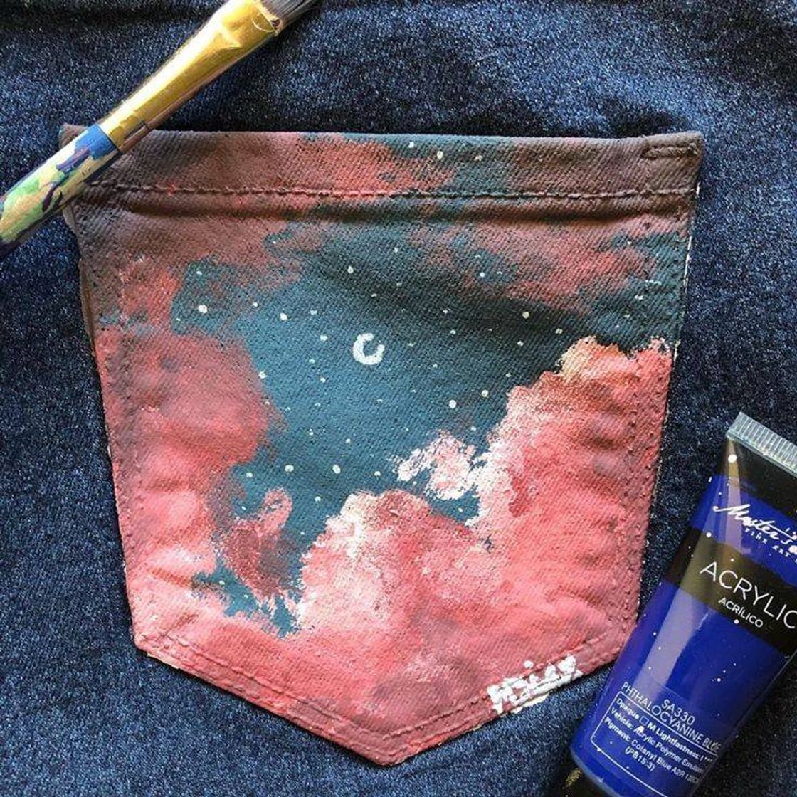 Fashion Pintura no bolso da calça