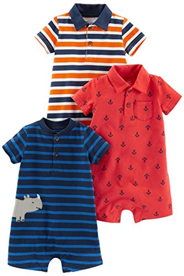 Fashion Simple Joys by Carter's Baby Boys paquete de 3 peleles. ,Orange Blue