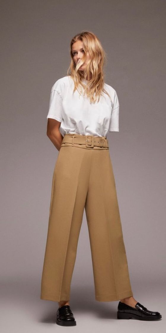 Moda Calças Culotte Cinto Zara 