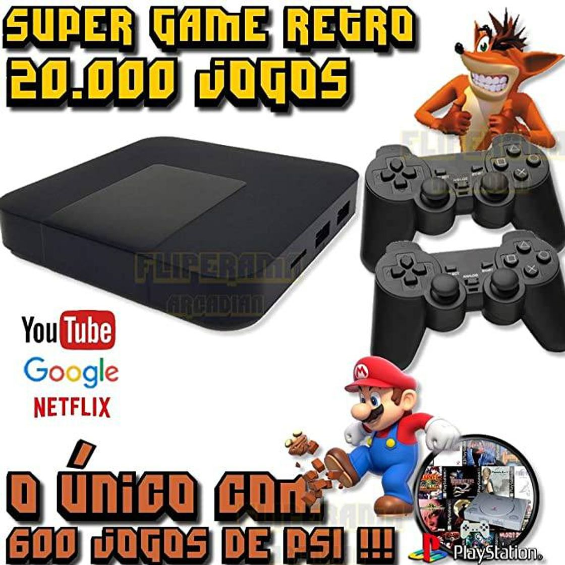 Videojuegos Vídeo Game Retrô 20.000 Jogos + 2 Controles USB + 600 Jogos 