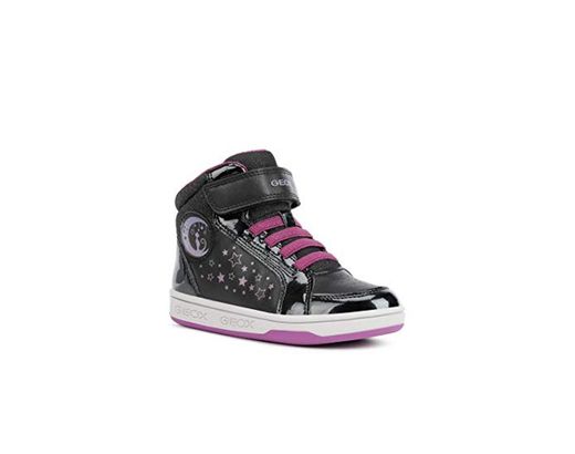 Geox Niñas Zapatillas Maltin Girl,Alto,Calzado Deportivo,Cordones,Sneaker,Zapatillas,Corte Medio,Mid-Cut,Removable Insole,Black