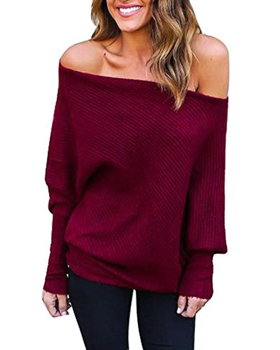 Social iMixCity Mujeres un Hombro/Fuera Hombro/Hombro frío Suéter de Hombro Manga Larga Batwing
