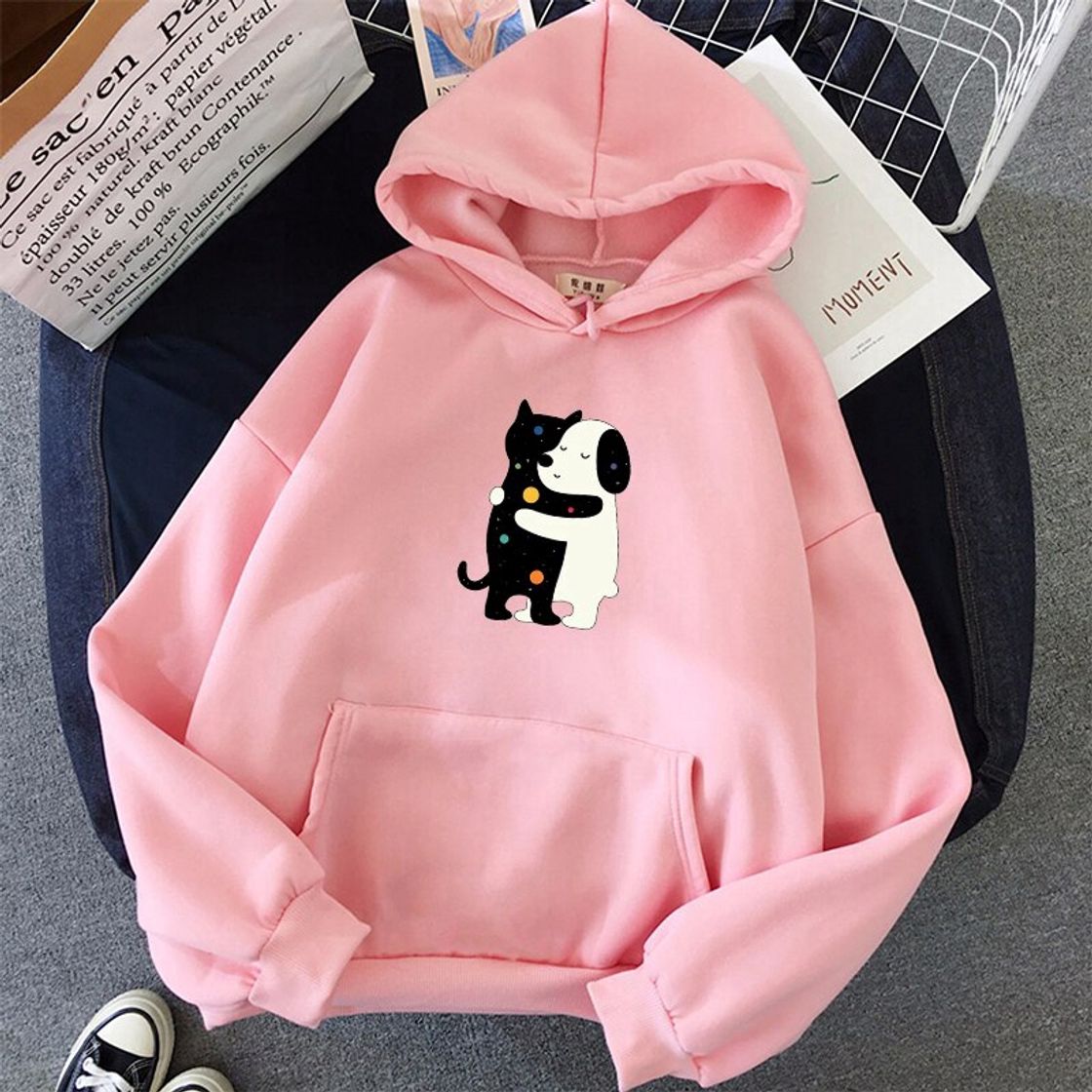 Moda Sudaderas Mujer Women Harajuku Hoodies Cartoon Dog Shiba Inu Anime Printed Sweatshirt Sudadera Mujer Moletom Feminino Kawaii Pullover Top Blue L