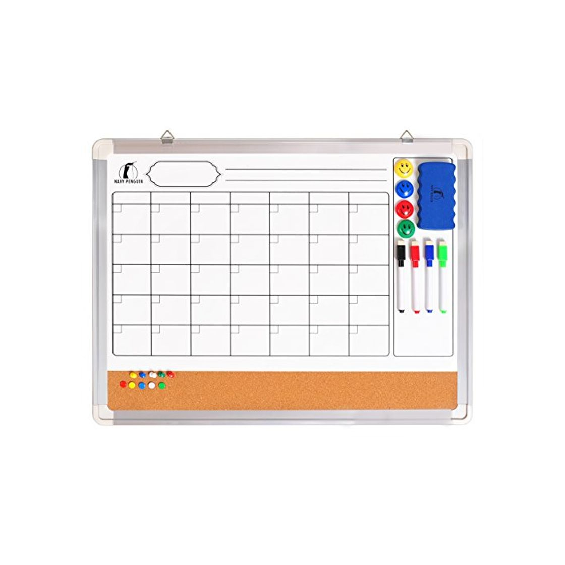 Producto Set Calendario de Pizarra Blanca/Tablero de Corcho - Calendario de Pared Mensual