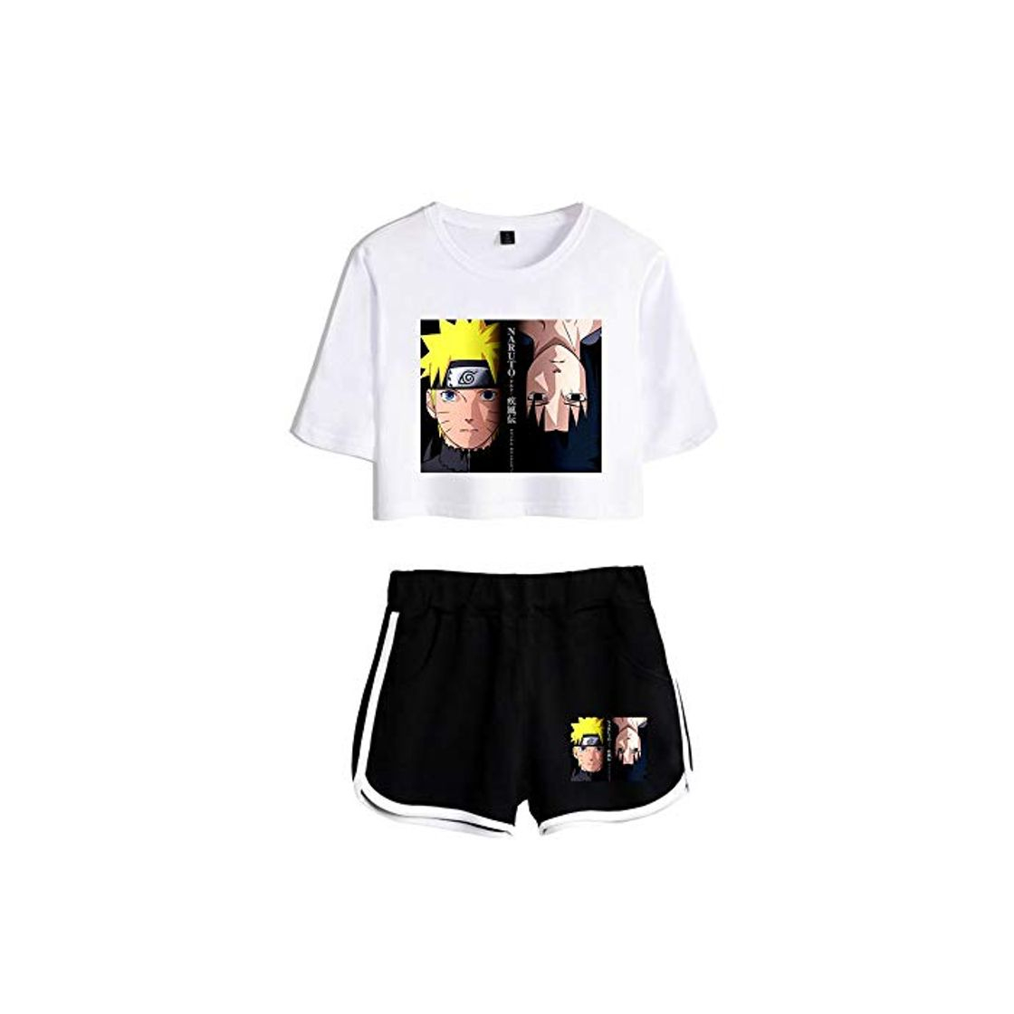 Moda Anime Naruto Nueva Conjuntos Deportivos Hokage 2pcs Crop Top Pantalones Cortos Set