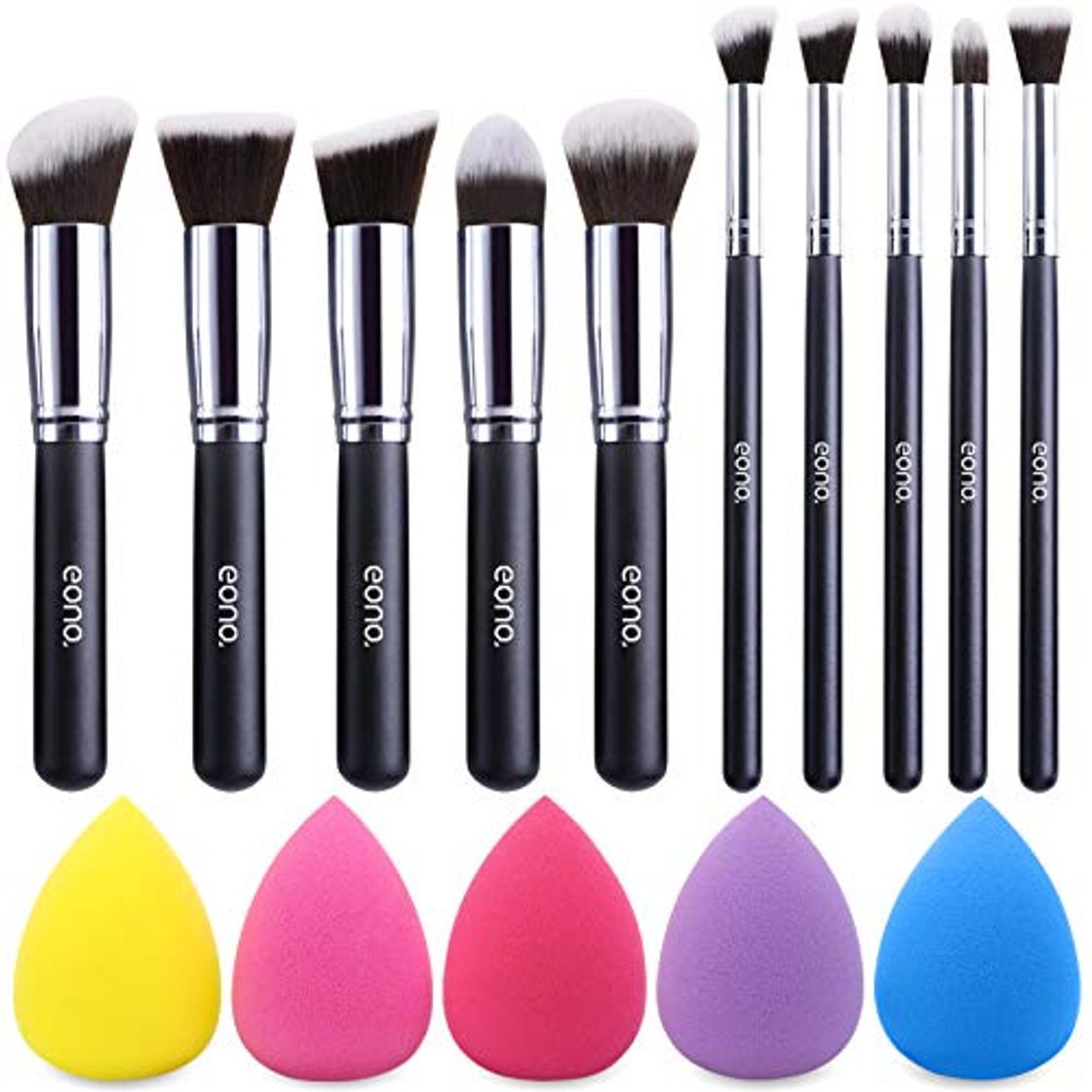 Social EONO Essential Set de Brochas de Maquillaje Profesional, Synthetic Kabuki Premium para
