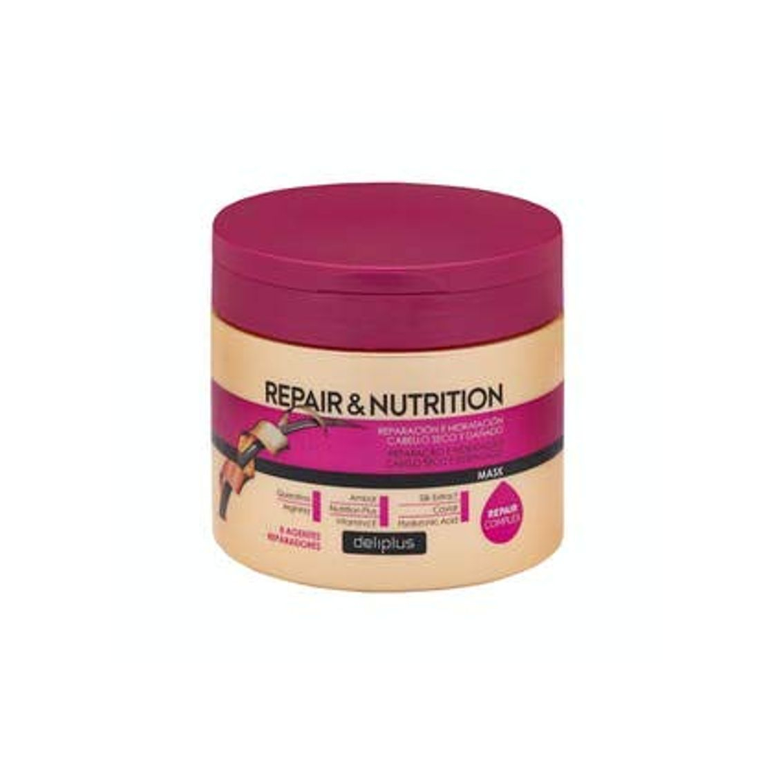Social Mascarilla Repair & Nutrition Deliplus cabello seco y dañado con 8 agentes reparadores