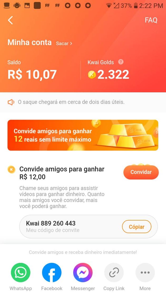 Moda Kwai recomendo muito rapaziada olha ai quanto já ganhei.