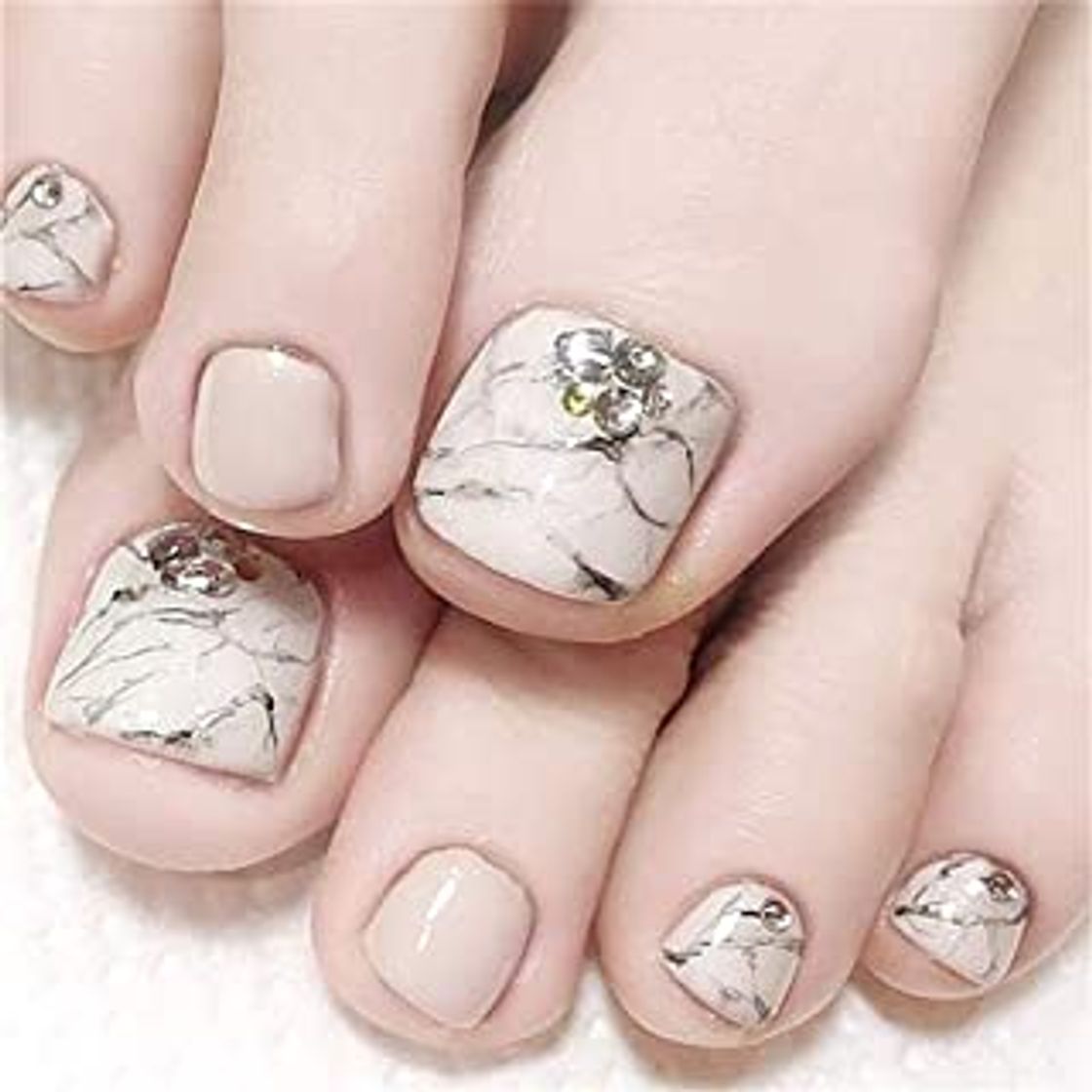 Social luckyshd 24 LED de moda Rhinestone Consejos para uñas arte uñas dedos Pre diseñado Artificial Toe Nails