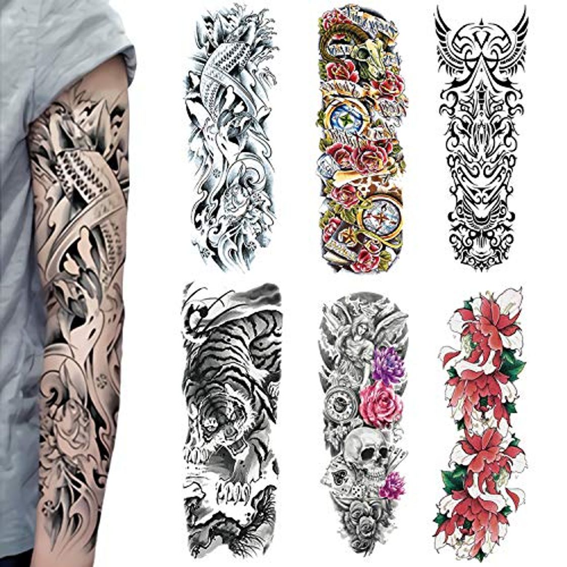 Social SHINA Hot Juego de 6 Novedosas Mangas de tatuajes temporales