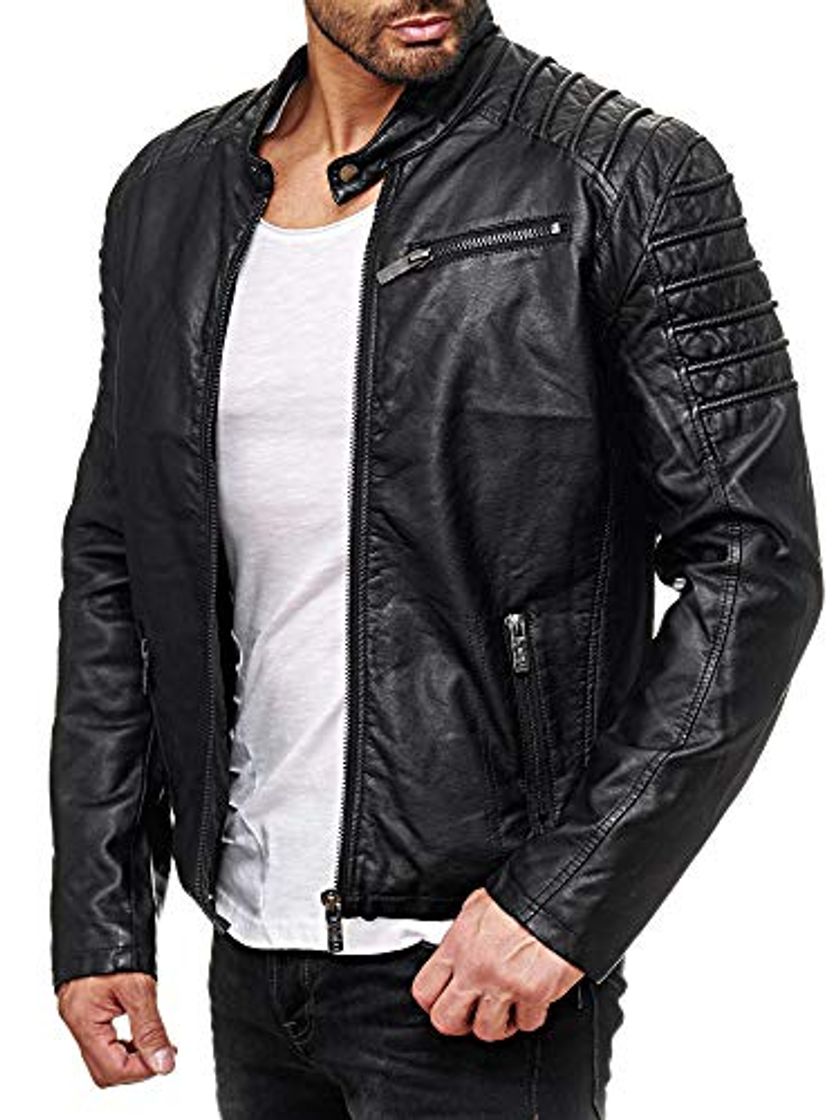 Product Red Bridge Hombres Chaqueta Cuero Sintético Casuales Mode Transición Leather Jacket