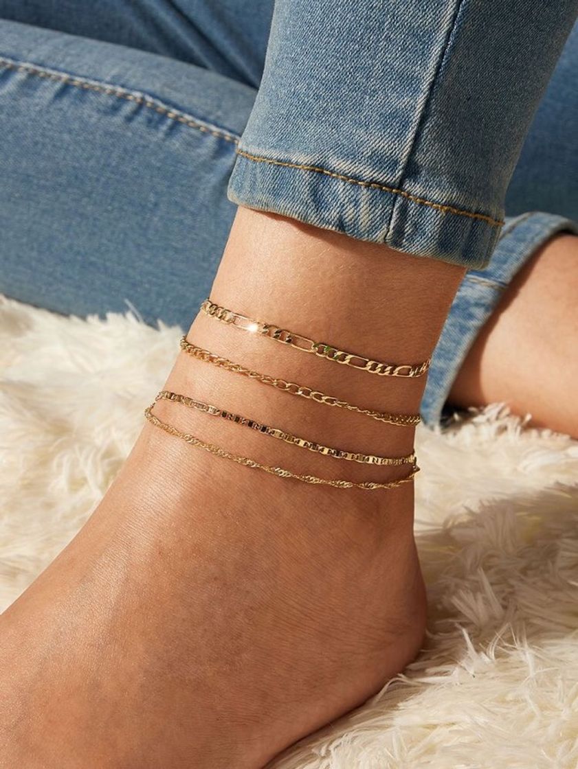 Moda 4pcs Simples Chain Anklet 