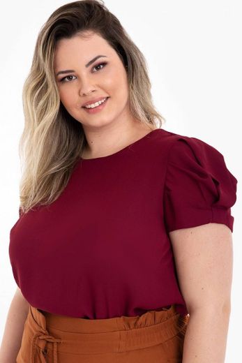 Blusa Botões Decote Vinho