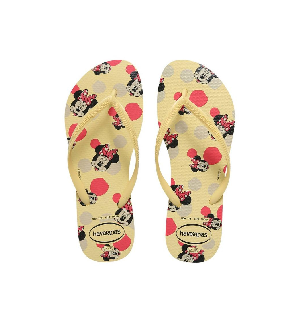 Moda Chinelo Tiras Slim Disney Minnie Havaianas Amarelo

