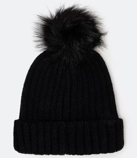 Gorro Básico com Pompom Preto