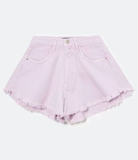 Short Sarja Godê Liso com Barra Desfiada Roxo