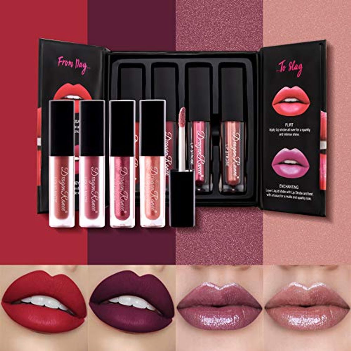 Belleza Mimore Set de pintalabios Velvet Matte 4 colores Impermeable Duradero Lápiz labial