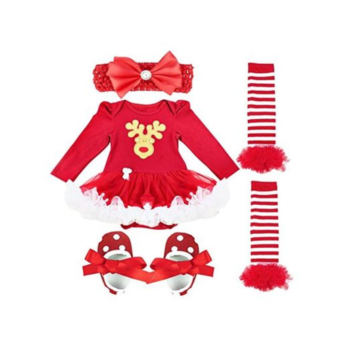 Fashion Freebily Conjunto de Navidad para Bebé Niña Recién Nacido Vestido de Princesa