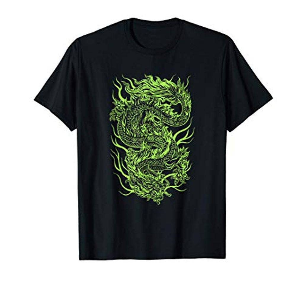 Social Aesthetic Green Chinese Dragon Japones Grunge Egirl Donna Camiseta