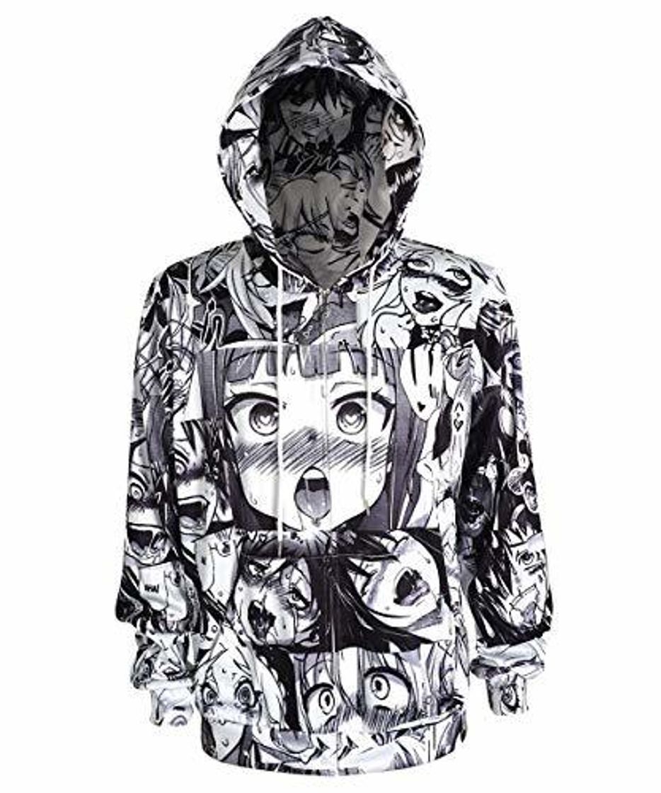 Producto CoolChange Sudadera con Capucha Manga con Cremallera, rostros, Blanco/Negro, Talla