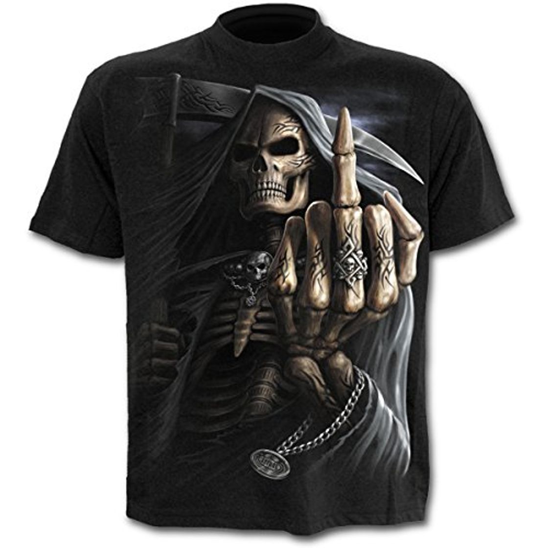 Fashion Spiral Bone Finger Camiseta Negro S