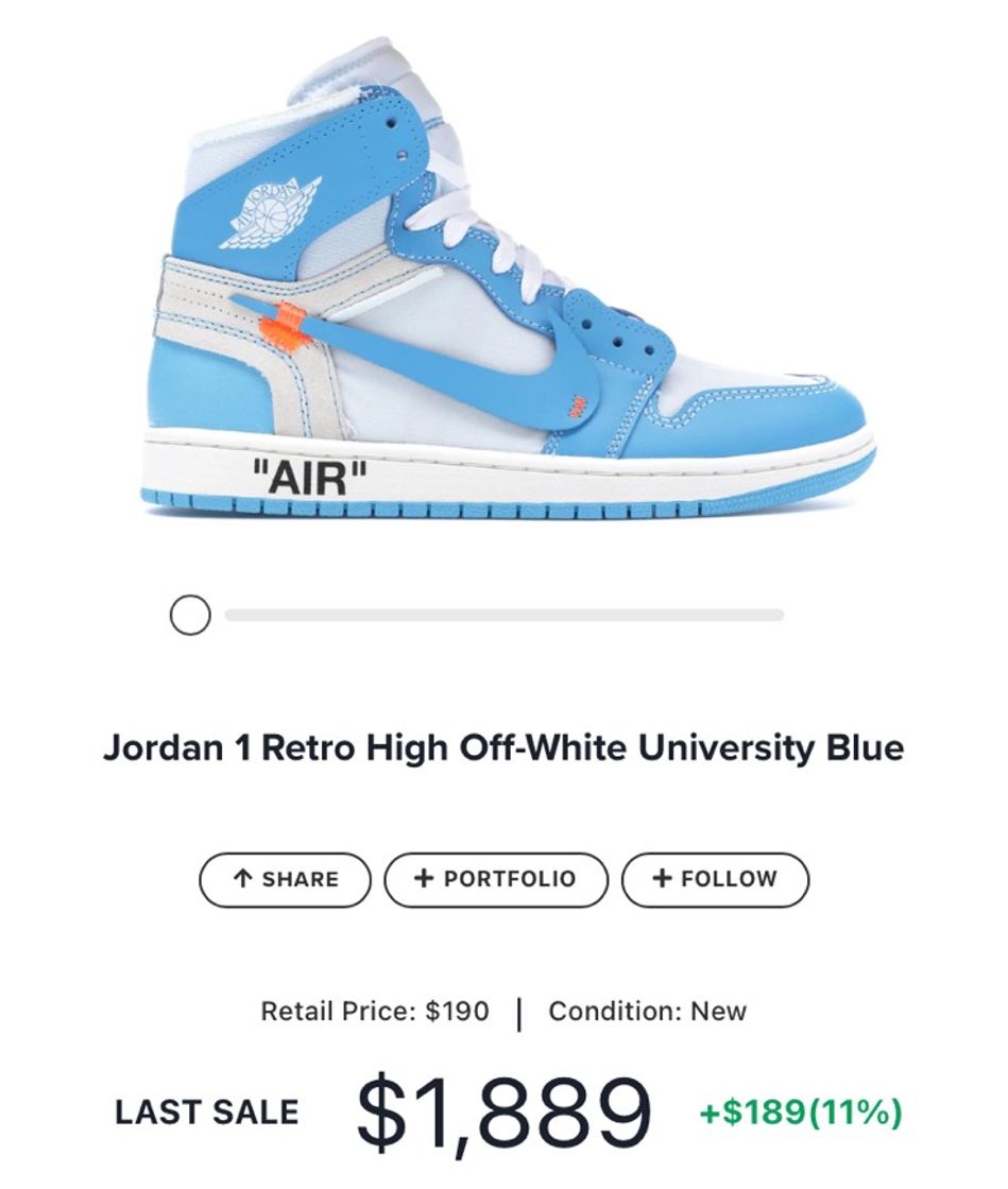 Moda Jordan 1 Retro High Off-White University Blue 