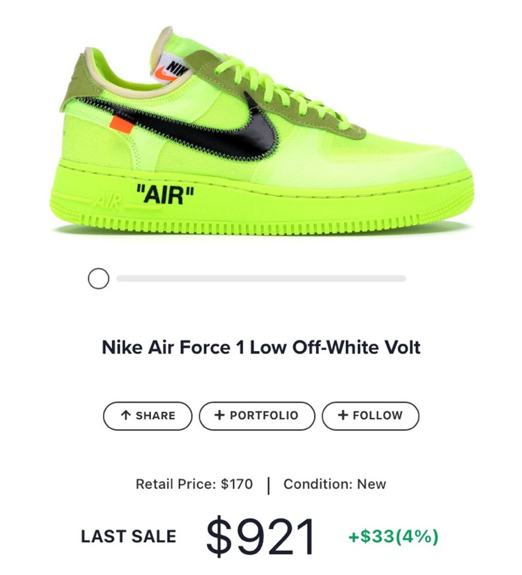 Moda Nike Air Force 1 Low Off-White Volt





