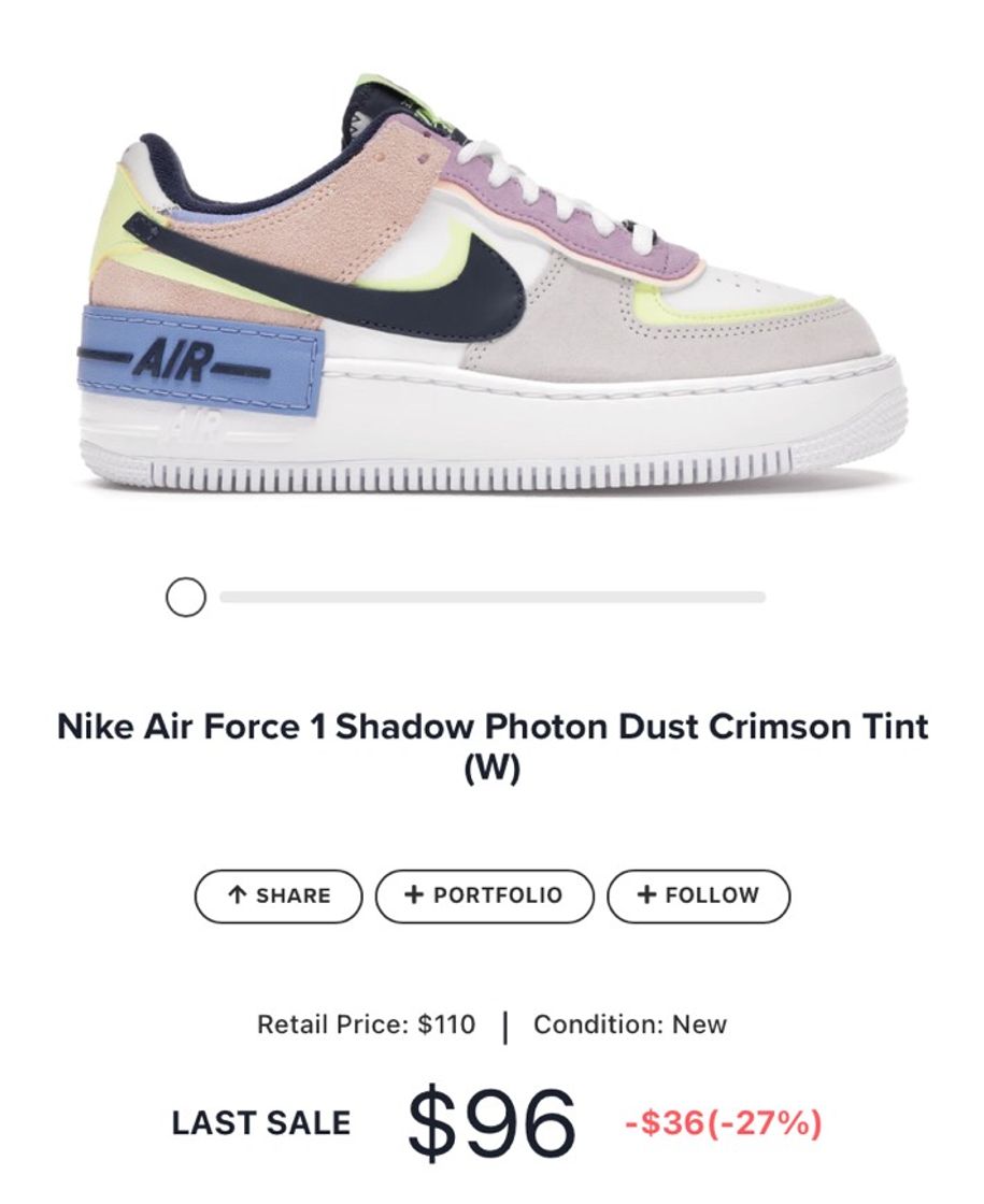 Fashion Nike Air Force 1 Shadow Photon Dust Crimson Tint (W)