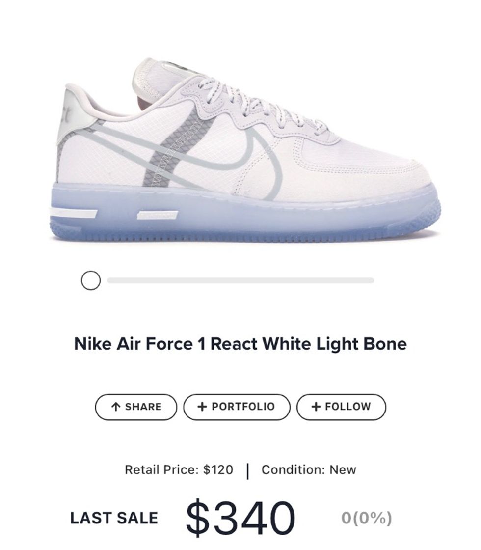 Fashion Nike Air Force 1 React White Light Bone