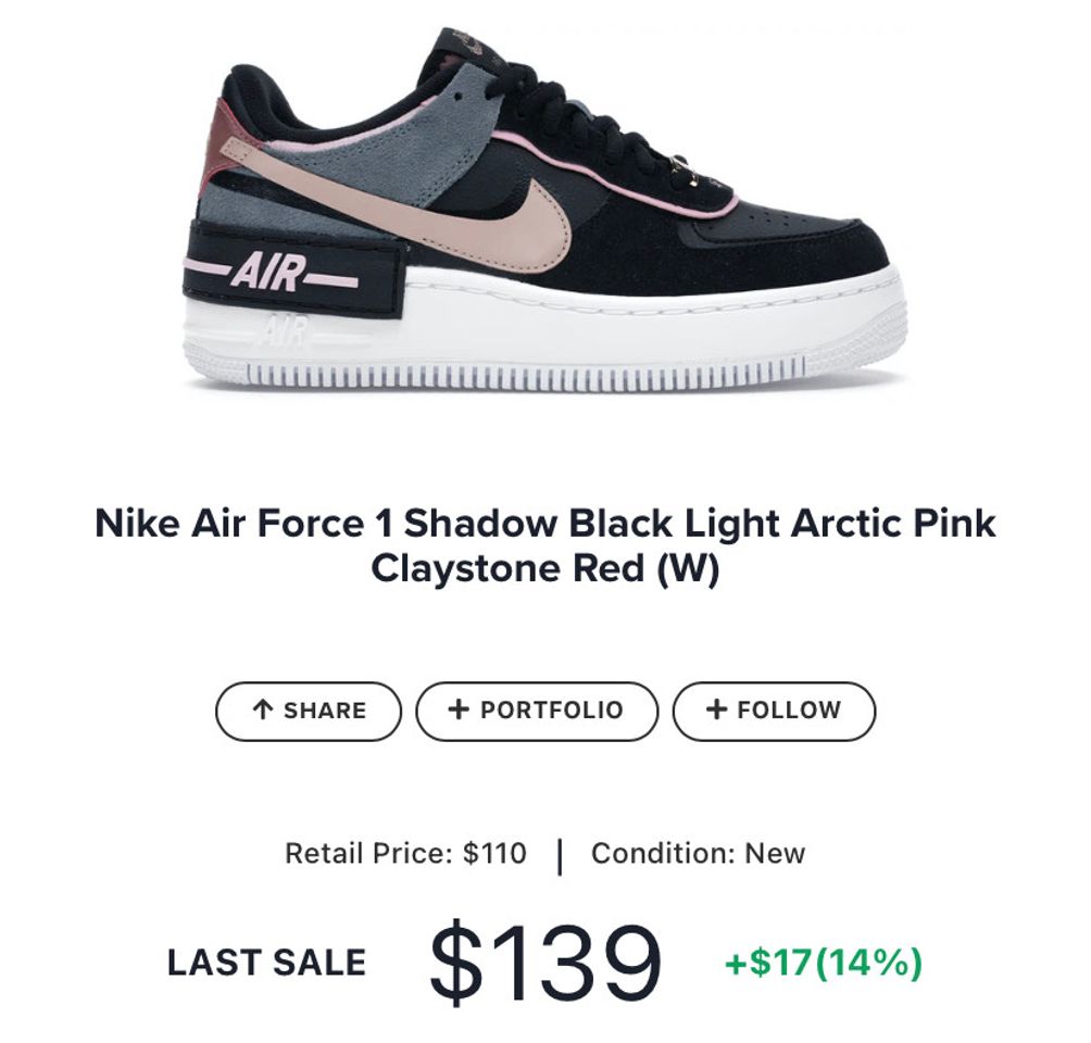 Fashion Nike Air Force 1 Shadow Black Light Arctic Pink ClaystoneRed