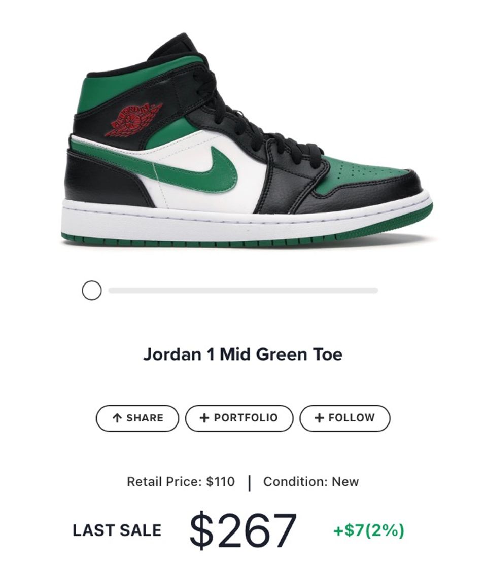 Moda Jordan 1 Mid Green Toe