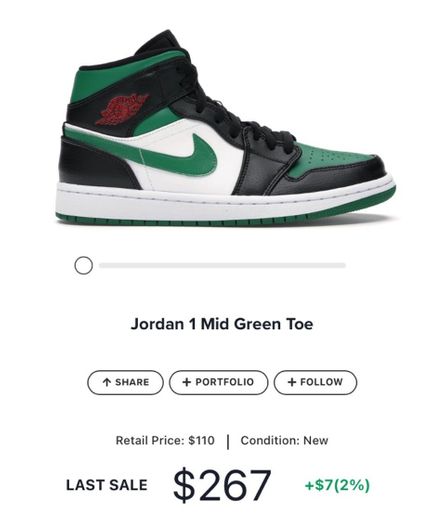 Jordan 1 Mid Green Toe