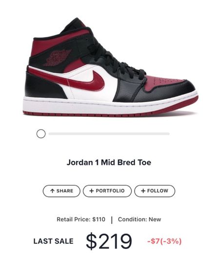 Jordan 1 Mid Bred Toe
