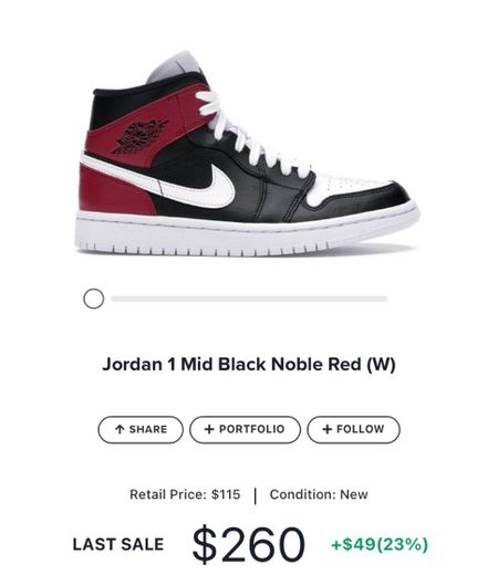 Jordan 1 Mid Black Noble Red (W)