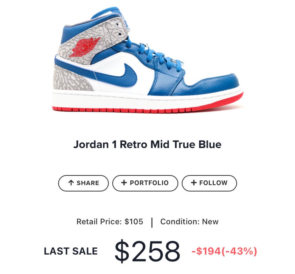 Moda 
Jordan 1 Retro Mid True Blue