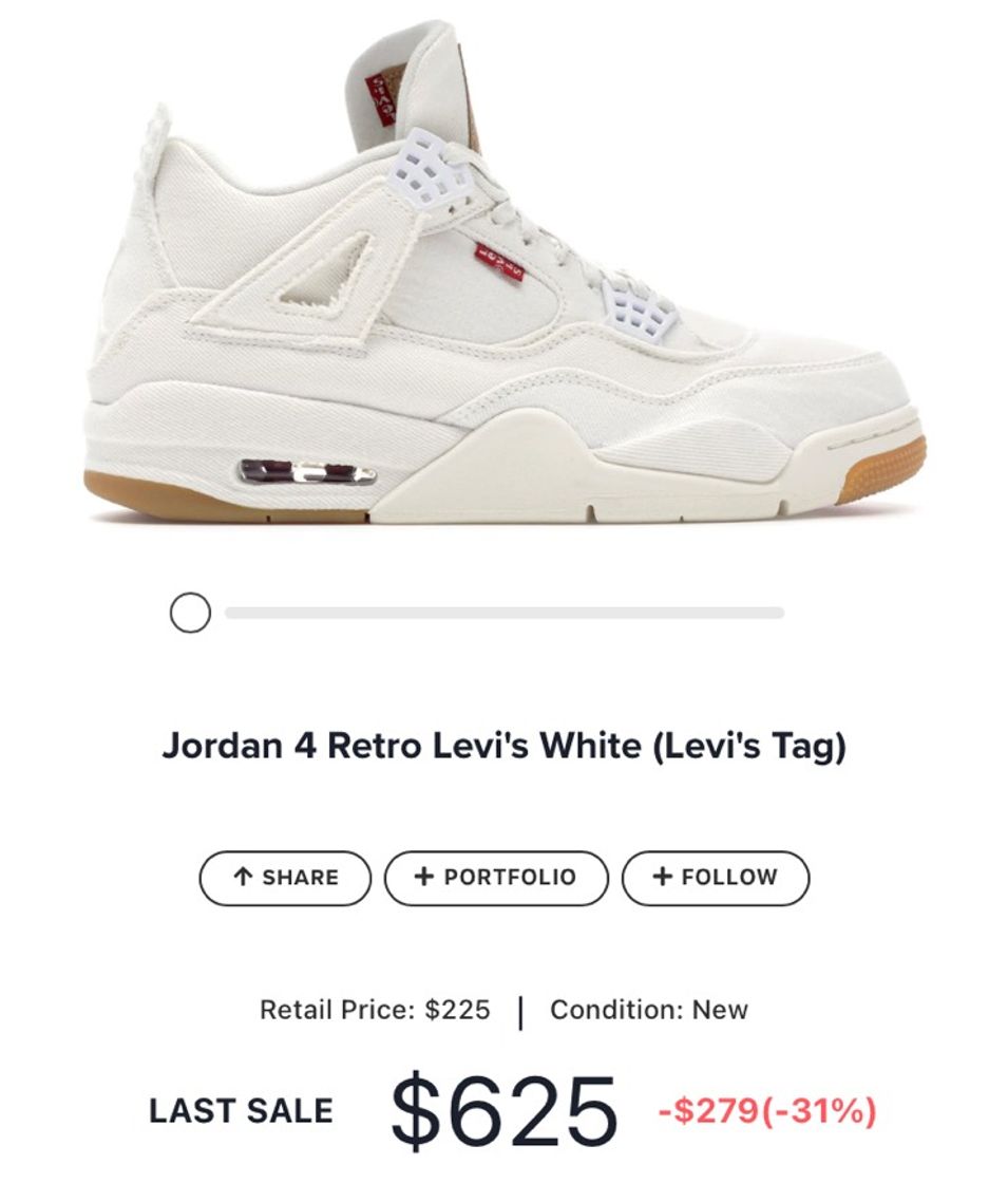 Moda Jordan 4 Retro Levi's White (Levi's Tag)