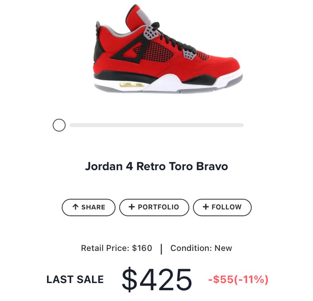 Moda Jordan 4 Retro Toro Bravo
