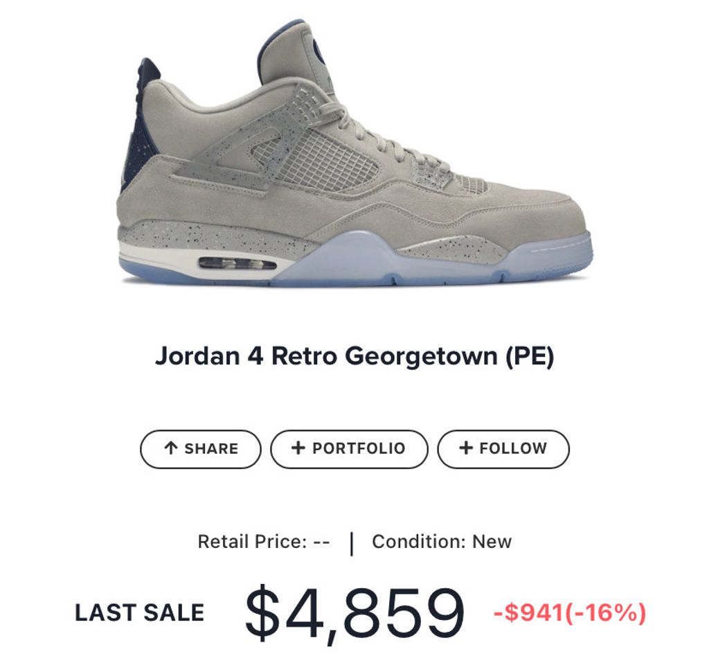 Fashion Jordan 4 Retro Georgetown (PE)