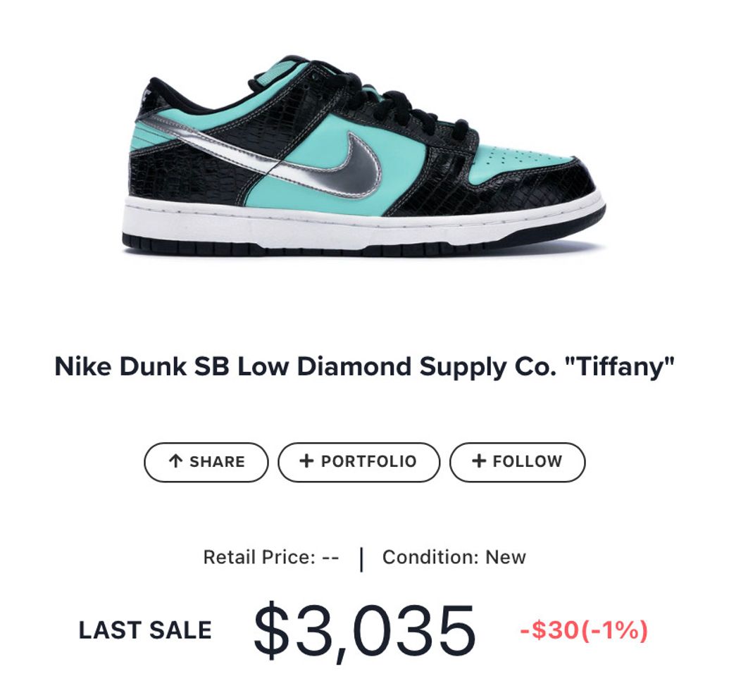 Moda Nike Dunk SB Low Diamond Supply Co. "Tiffany"