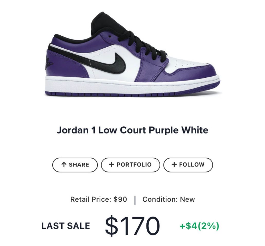 Fashion Jordan 1 Low Court Purple White