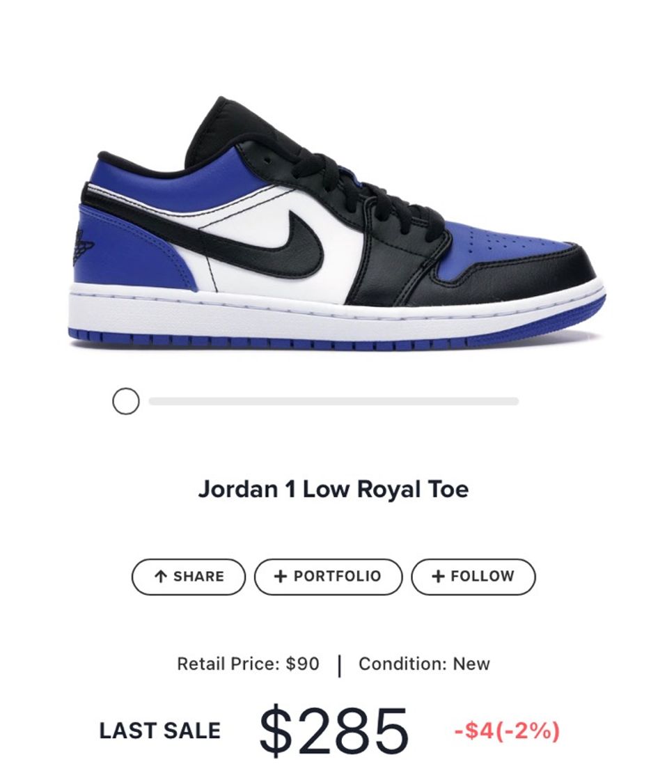 Moda Jordan 1 Low Royal Toe