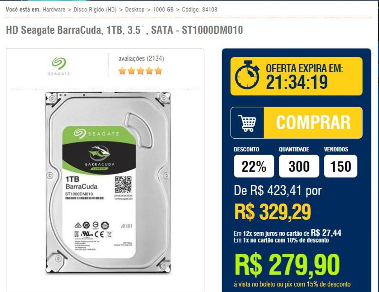 Moda HD Seagate BarraCuda, 1TB SATA