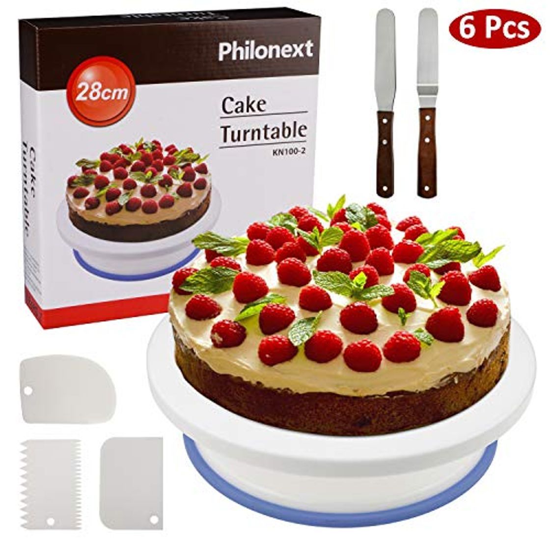 Elemento de la categoría hogar Philonext 10.8 '' Plato Giratorio para Tartas, 3Pcs Peines de repostería para