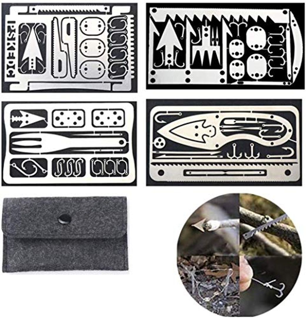 Producto Xcvbnm Survival Multi Tool Card,4pcs 22 In 1 Survival Kit Camping Outdoor