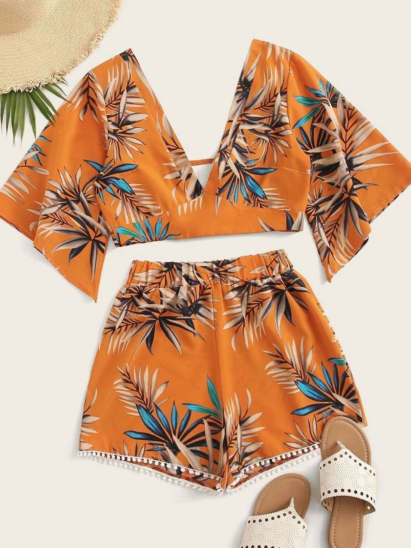 Fashion Amarelo Tie Back Tropical Boho Co