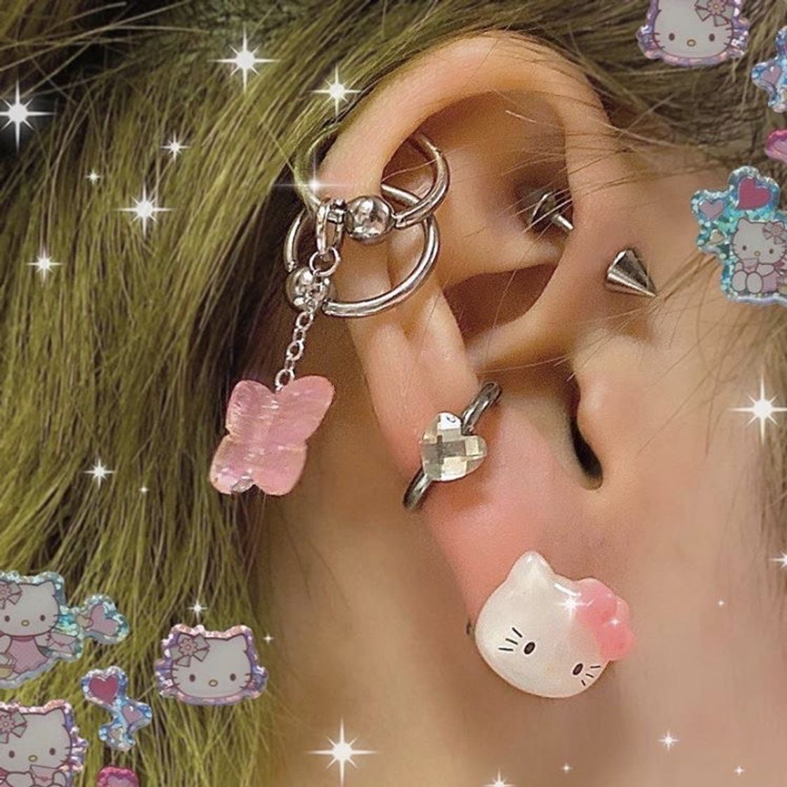 Moda hello kitty earring/piercing 