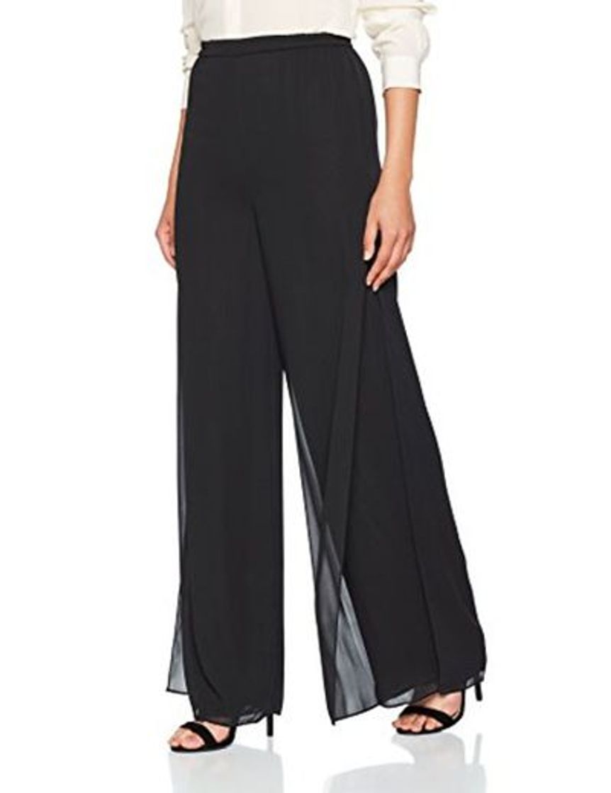 Fashion Gina Bacconi Chiffon Layered Pantalones, Negro