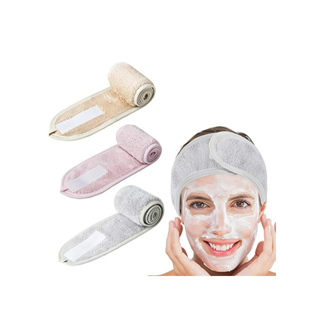 Social Cinta Pelo Maquillaje, 3 Piezas Diadema Toalla, Ajustable Diadema Para Maquillaje con