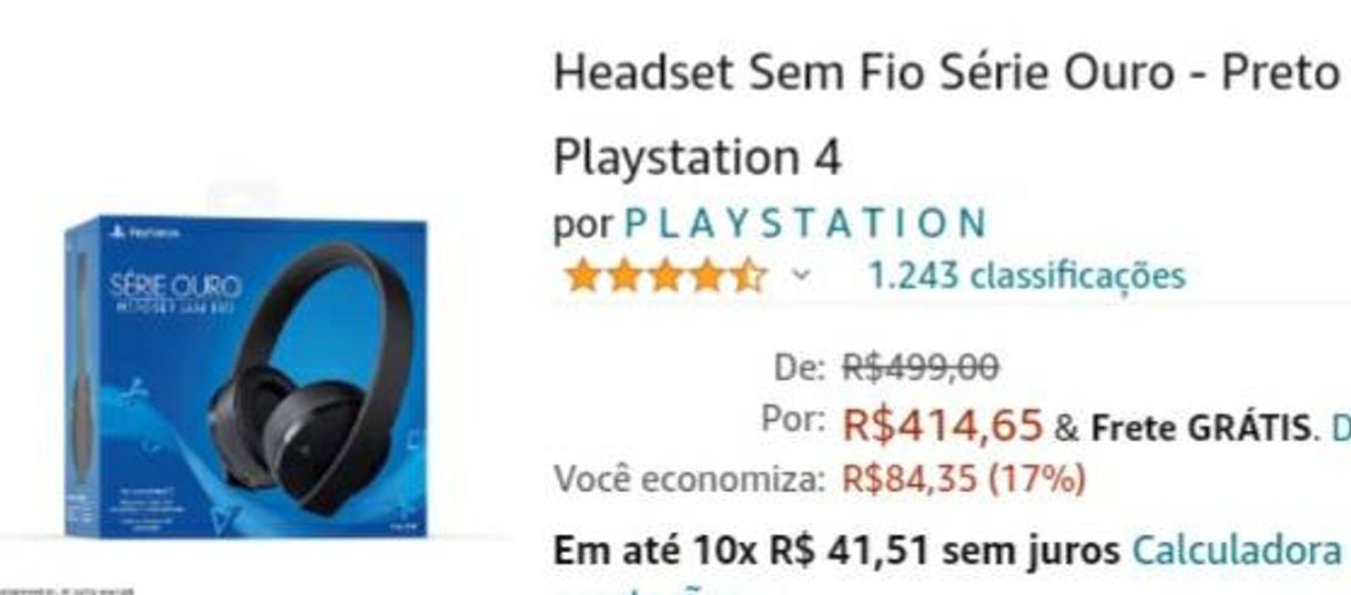 Moda Headset sem fio série ouro preto PS4